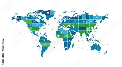 world map with binary code