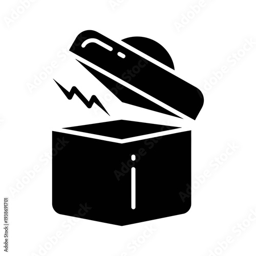 Surprising idea bursting out of a box with excitement