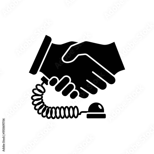 Business partnership call with handshake and phone