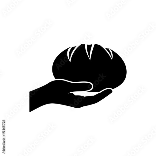 Hand cradling a loaf of bread in a supportive gesture