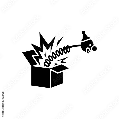 Surprising party popper emerging from gift box with energetic burst