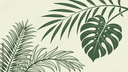 Close-up of minimalist tropical leaves (sustainability).