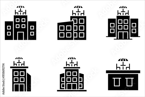 Rooftop deck linear icon set. Rooftop restaurant concept on white background