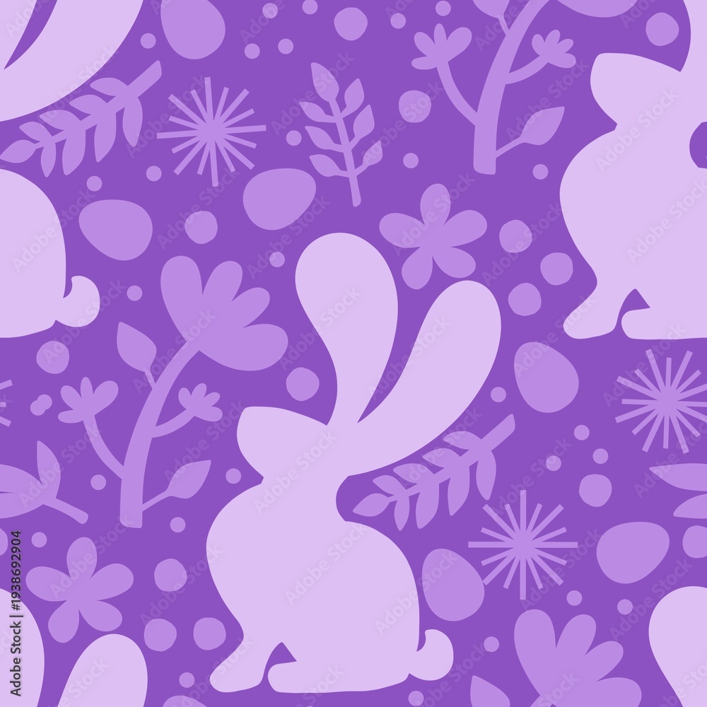 Fototapeta premium Easter eggs seamless rabbits pattern for fabrics and linens and kids clothes print and spring party accessories 