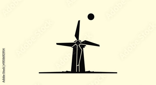 wind turbine silhouette with moon