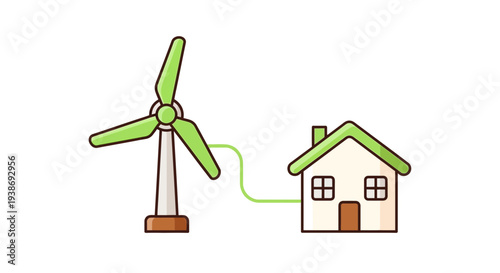 Wind turbine powering a house