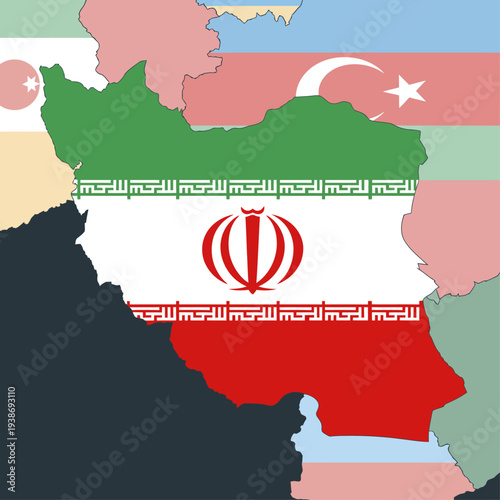 Iran and Azerbaijan map illustration showing geopolitical tension in Caucasus region