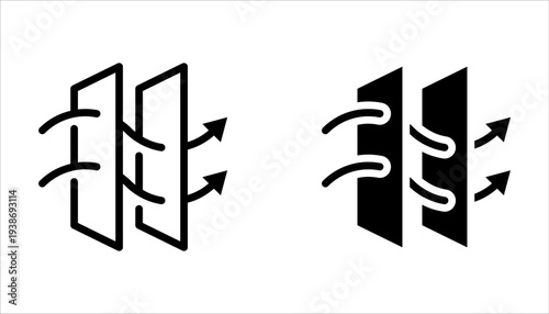 air filtration vector icons set. Purification vector signs on white background