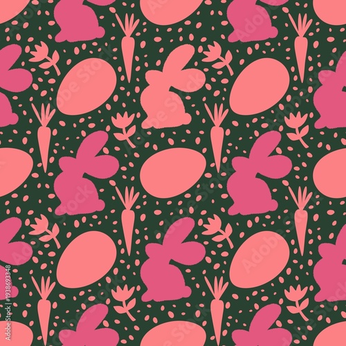 Easter eggs seamless rabbits pattern for fabrics and linens and kids clothes print and spring party accessories 