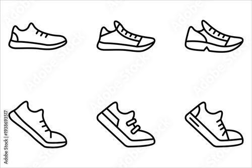 Shoes icon set. Thin line icon. Editable stroke on white background