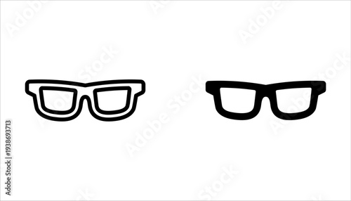 Simple glasses line icon set on white background
