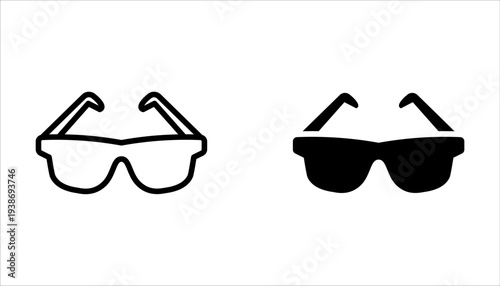 Simple glasses line icon set on white background