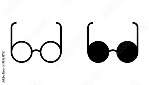 Simple glasses line icon set on white background
