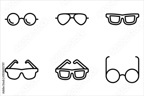 Simple glasses line icon set on white background