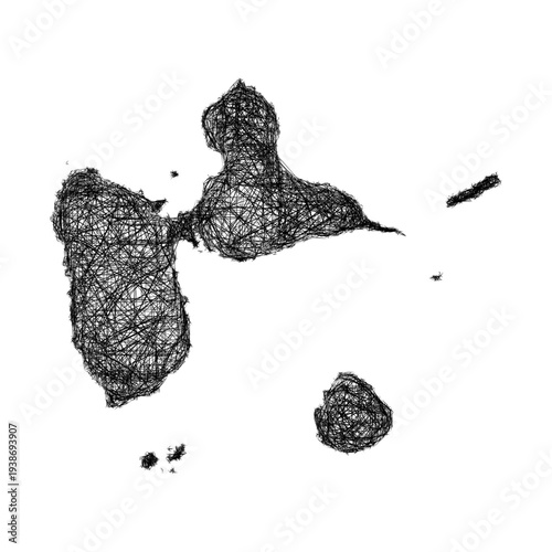 Sketch Guadeloupe outline map design