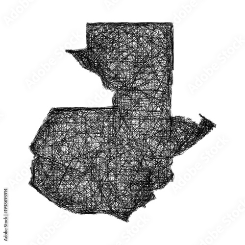 Sketch Guatemala outline map design