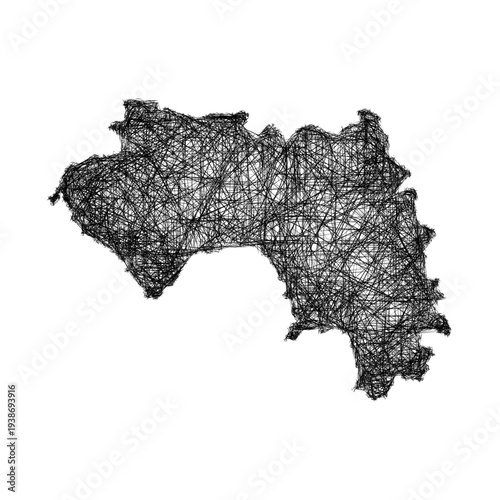 Sketch Guinea outline map design