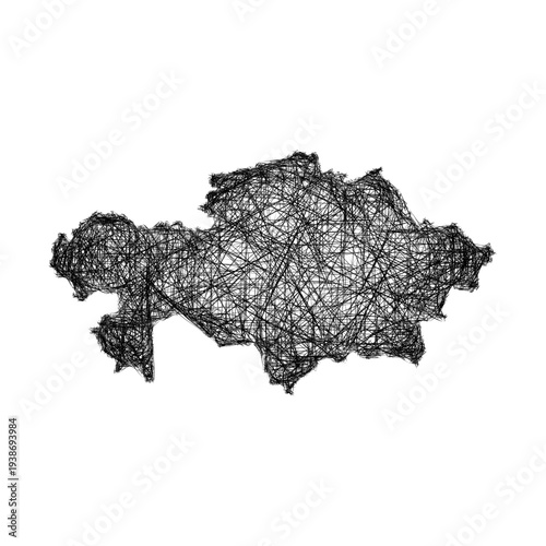 Sketch Kazakhstan outline map design
