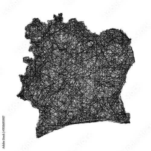 Sketch Ivory Coast outline map design