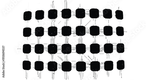 Industrial electronic circuit board components grid close-up technical background