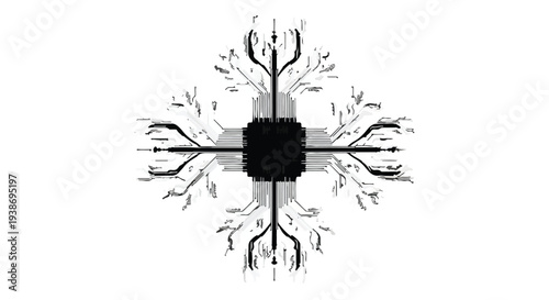 Neuron cell network brain synapse connections neuroscience abstract black and white illustration