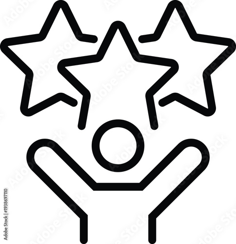 Person with three stars above head arms raised in celebration people human