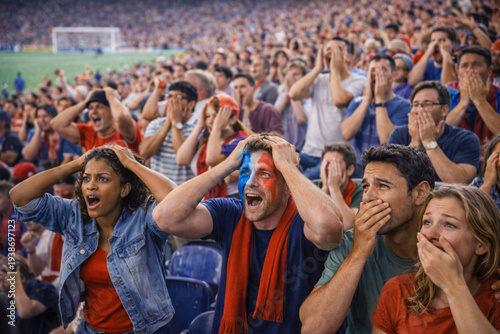 Generative AI sports fans reacting to team loss at stadium