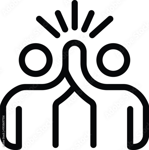 Two abstract figures giving a five with radiating lines above success teamwork celebration agreement