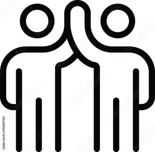 Two abstract figures with rounded heads and bodies touching hands people human