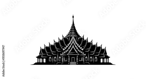 Thai temple silhouette, traditional architecture