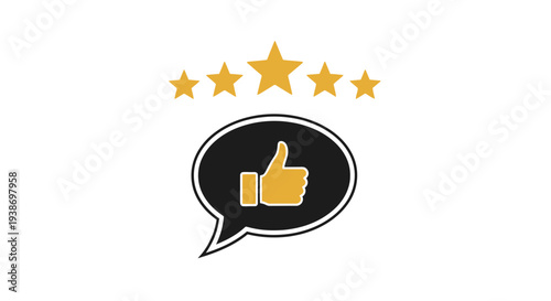 thumbs up icon with five gold stars