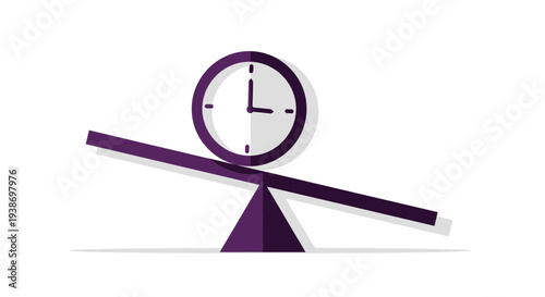 time balance concept clock seesaw