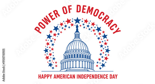 American Independence Day vector illustration with Capitol building and stars