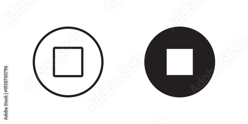 Stop Square Icon. used in media players and recording interfaces. Ideal for music apps, video players, streaming platforms. Vector illustration with stroke and fill on a white background.