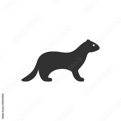 Ferret icon. Small mammal animal. Monochrome black and white symbol