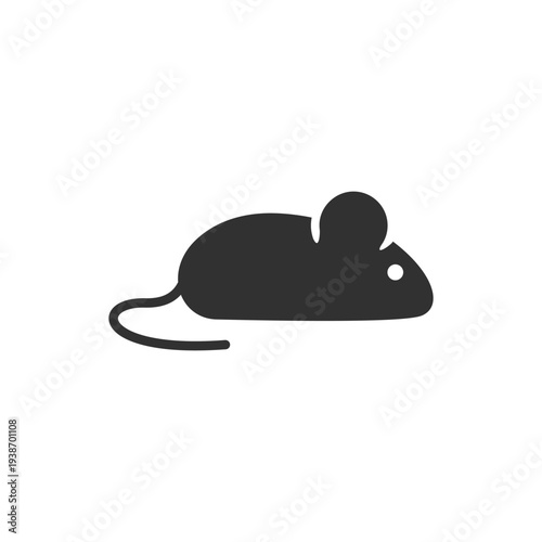 Mouse icon. Small rodent animal. Monochrome black and white symbol