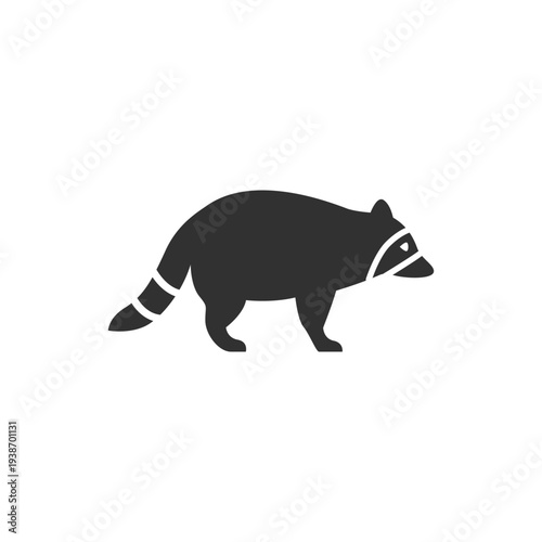 Raccoon icon. Wild mammal animal. Monochrome black and white symbol