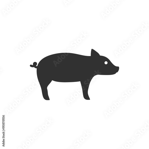 Pig icon. Farm livestock animal. Monochrome black and white symbol