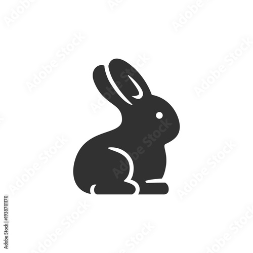 Rabbit icon. Small mammal animal. Monochrome black and white symbol