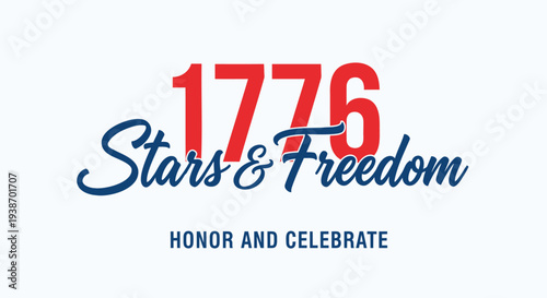 1776 Stars and Freedom patriotic vector label