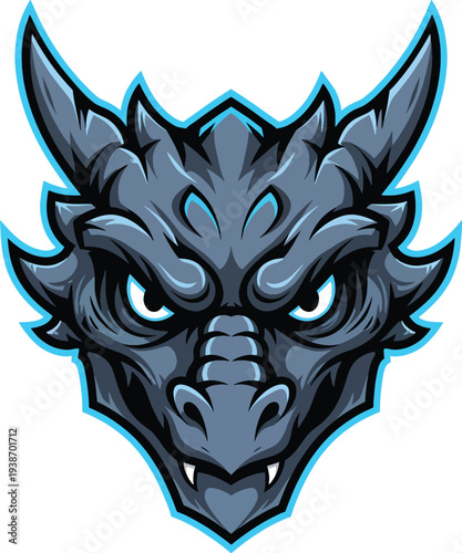 Fierce Dragon Head Mascot Illustration