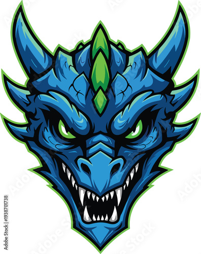 Fierce Dragon Head Mascot Illustration