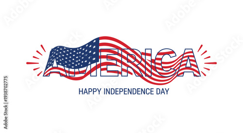 American flag vector graphic with Happy Independence Day text