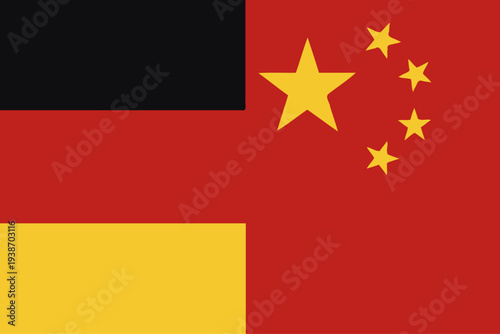 Republic of China and Germany federal state Official Symbol Side by Side. National Flag Combination Image. Close Up Sign. Close-Up International Relations Concept Illustration
