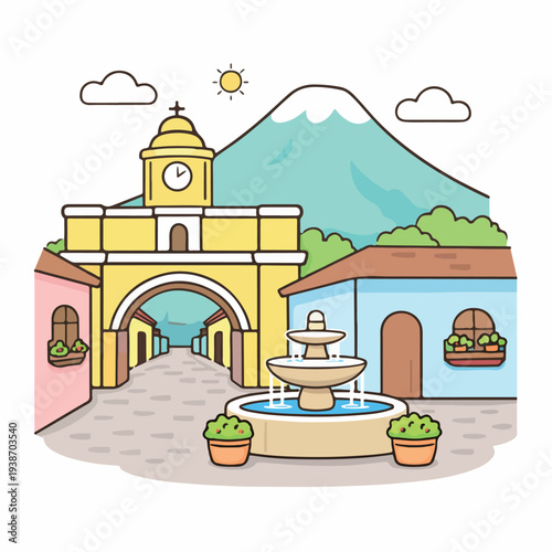Antigua Guatemala Illustration