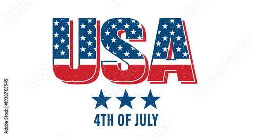 Vector USA 4th of July patriotic text illustration