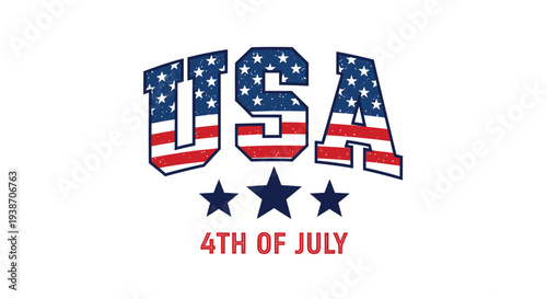 Vector USA 4th of July patriotic text graphic
