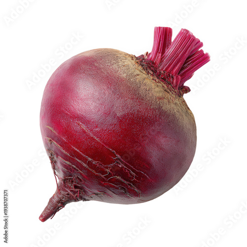 Fresh red beetroot with green leaves isolated on transparent background
