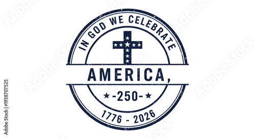 American patriotic stamp vector with cross and text