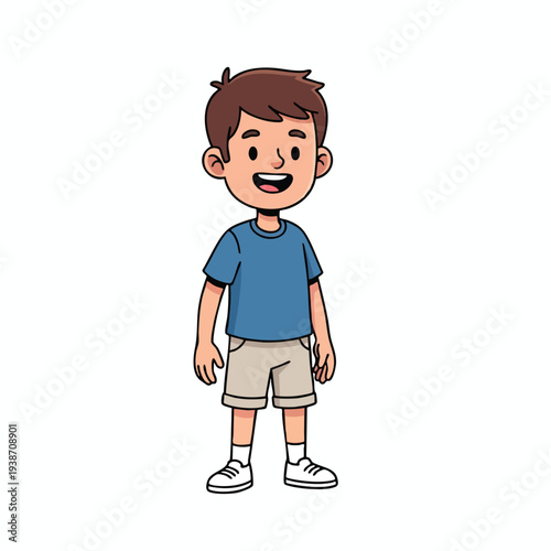 Smiling Cartoon Boy Standing